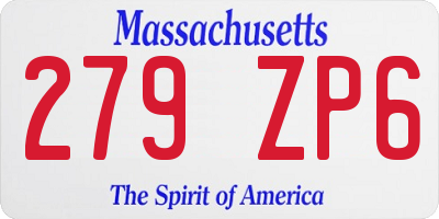 MA license plate 279ZP6