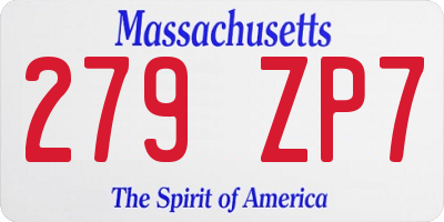 MA license plate 279ZP7