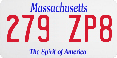 MA license plate 279ZP8