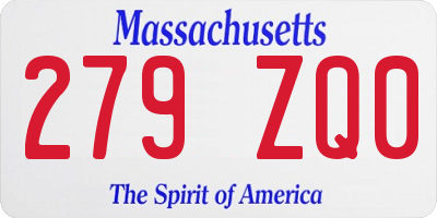 MA license plate 279ZQ0