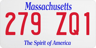 MA license plate 279ZQ1