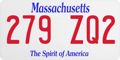 MA license plate 279ZQ2