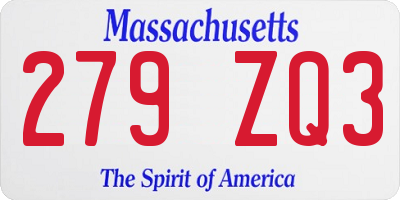 MA license plate 279ZQ3