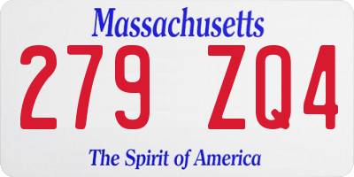 MA license plate 279ZQ4