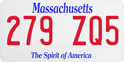 MA license plate 279ZQ5