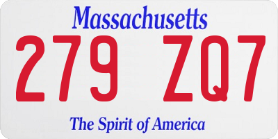 MA license plate 279ZQ7