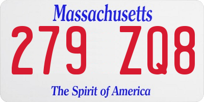 MA license plate 279ZQ8