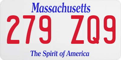 MA license plate 279ZQ9