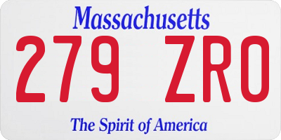 MA license plate 279ZR0