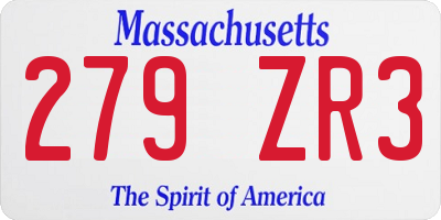 MA license plate 279ZR3
