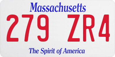 MA license plate 279ZR4