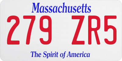 MA license plate 279ZR5