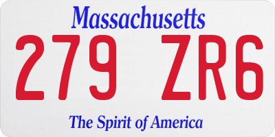 MA license plate 279ZR6