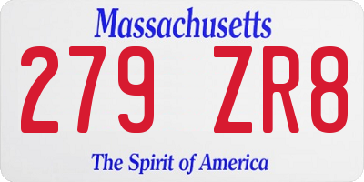 MA license plate 279ZR8