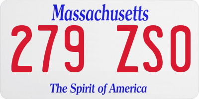MA license plate 279ZS0