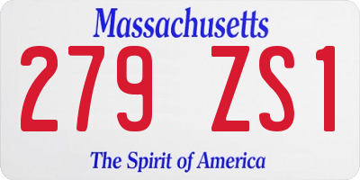 MA license plate 279ZS1