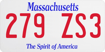 MA license plate 279ZS3