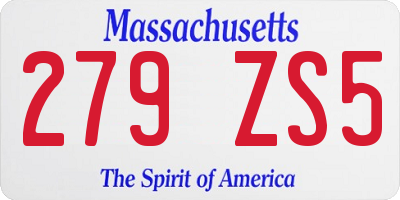 MA license plate 279ZS5