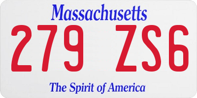 MA license plate 279ZS6