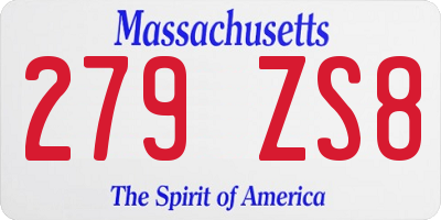 MA license plate 279ZS8