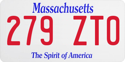 MA license plate 279ZT0