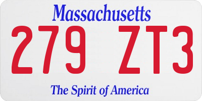 MA license plate 279ZT3