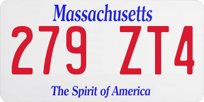 MA license plate 279ZT4