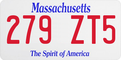 MA license plate 279ZT5