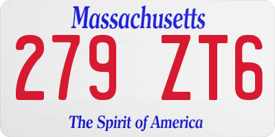 MA license plate 279ZT6
