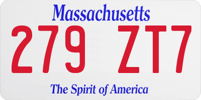 MA license plate 279ZT7