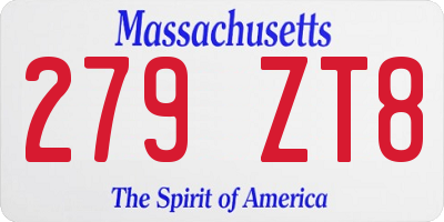 MA license plate 279ZT8