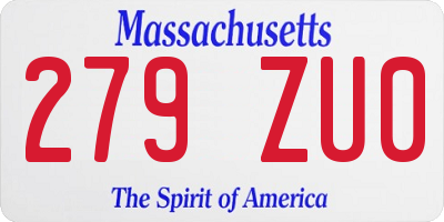 MA license plate 279ZU0
