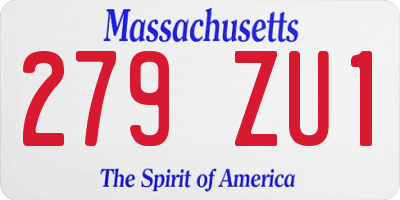 MA license plate 279ZU1