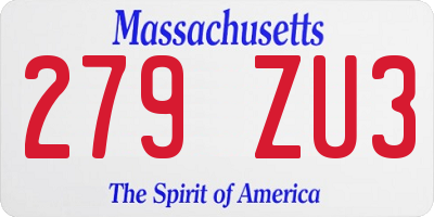 MA license plate 279ZU3