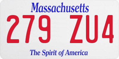 MA license plate 279ZU4