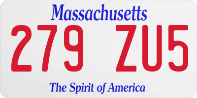 MA license plate 279ZU5