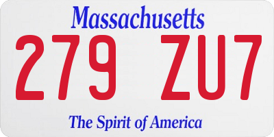 MA license plate 279ZU7