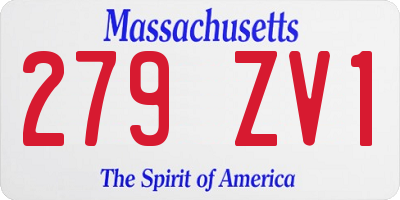 MA license plate 279ZV1