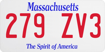 MA license plate 279ZV3