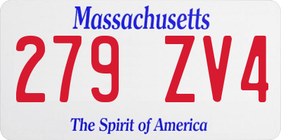 MA license plate 279ZV4