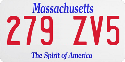 MA license plate 279ZV5