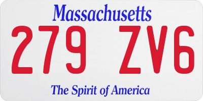 MA license plate 279ZV6