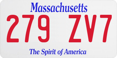 MA license plate 279ZV7