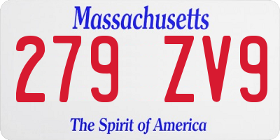 MA license plate 279ZV9