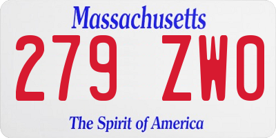 MA license plate 279ZW0