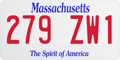 MA license plate 279ZW1