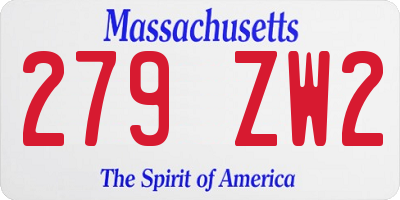 MA license plate 279ZW2