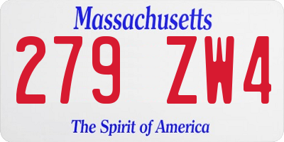 MA license plate 279ZW4
