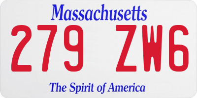 MA license plate 279ZW6