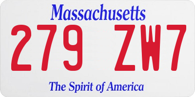 MA license plate 279ZW7